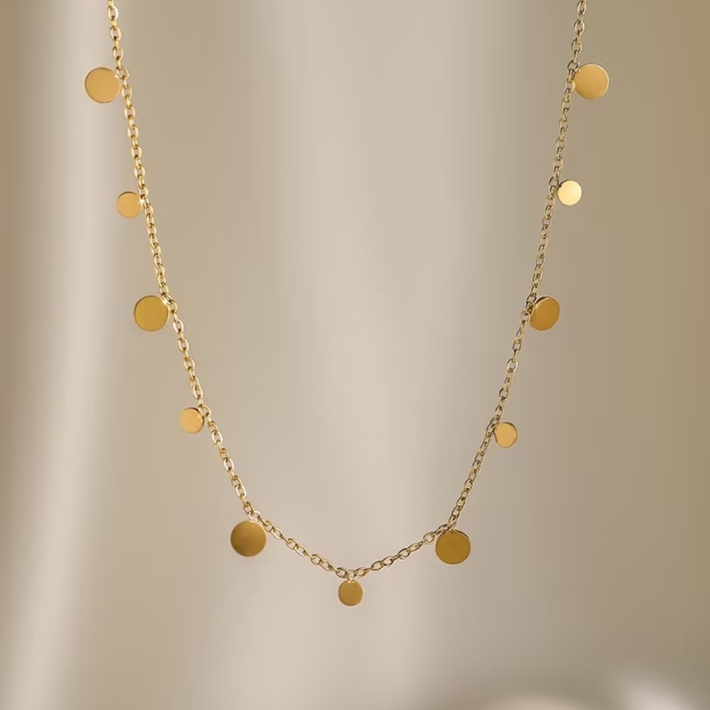 NEW 18K Gold Plated Beautiful Elegant Gold Disc Necklace Chain Bohemian Retro - Picture 7 of 8